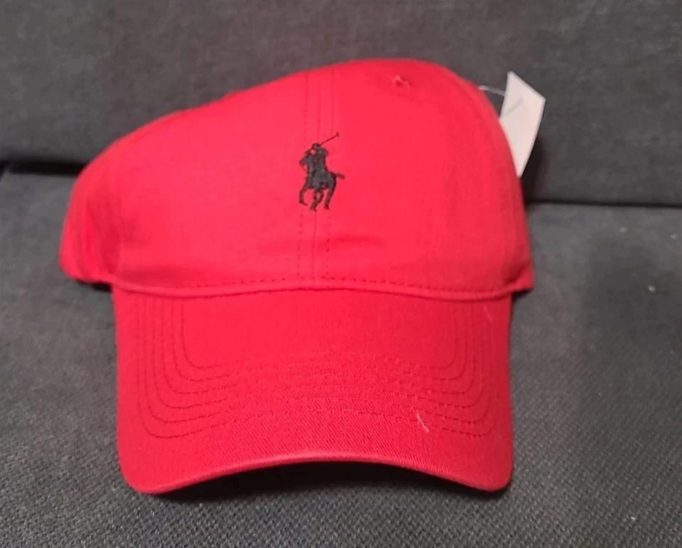 Polo Ralph Lauren Red Ball Cap Hat | Embroidered Logo