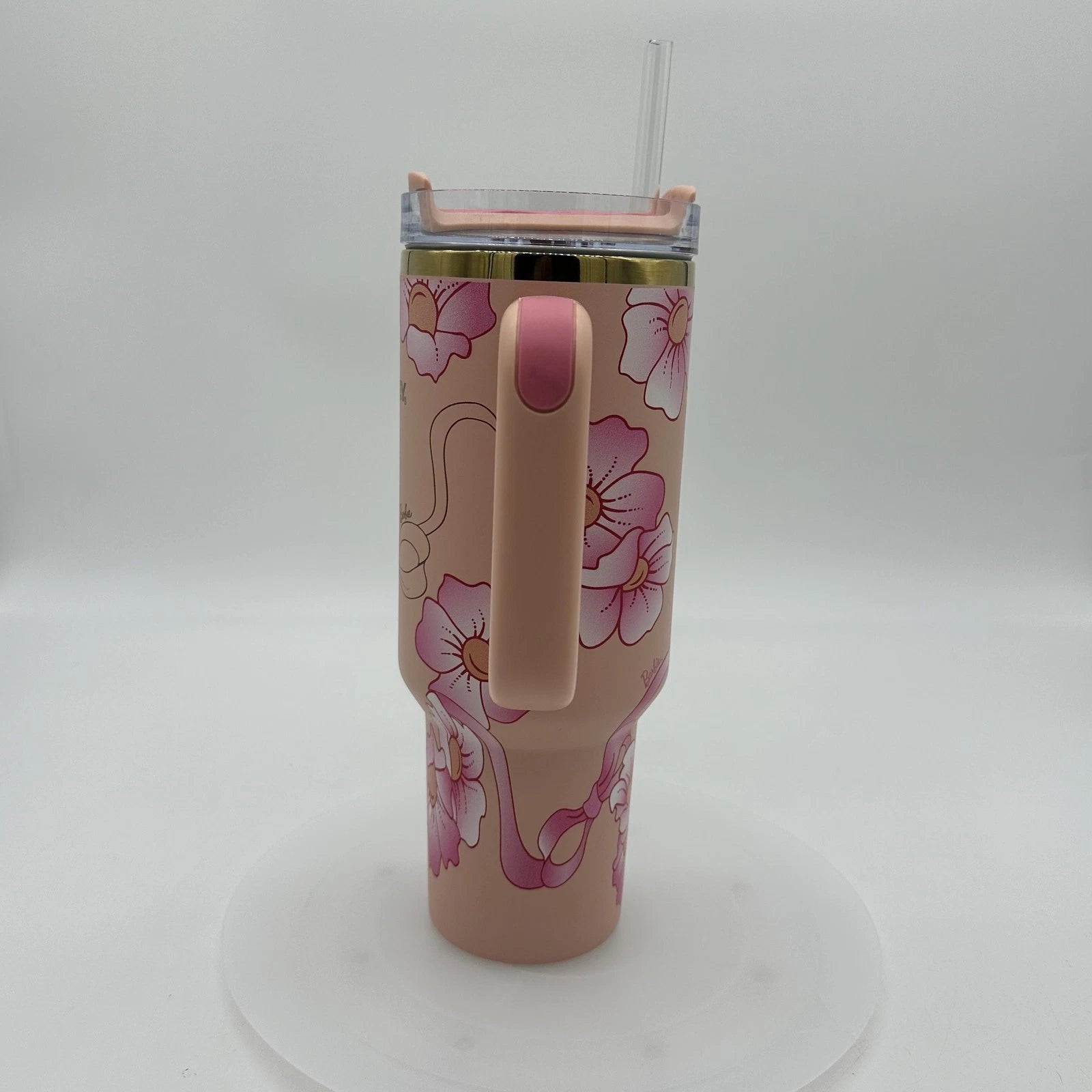 Stanley Barbie Floral Tumbler 40 Oz Pink Quencher H2.0