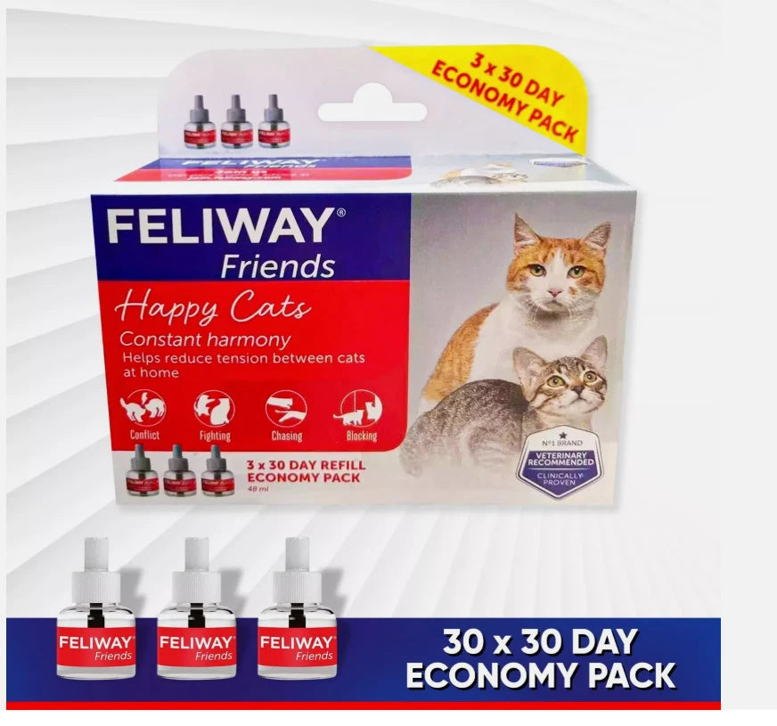 Feliway Friends 30 Day Refill x 3 Value Pack | 3 × 48ml Cat Calming Pheromone Refills