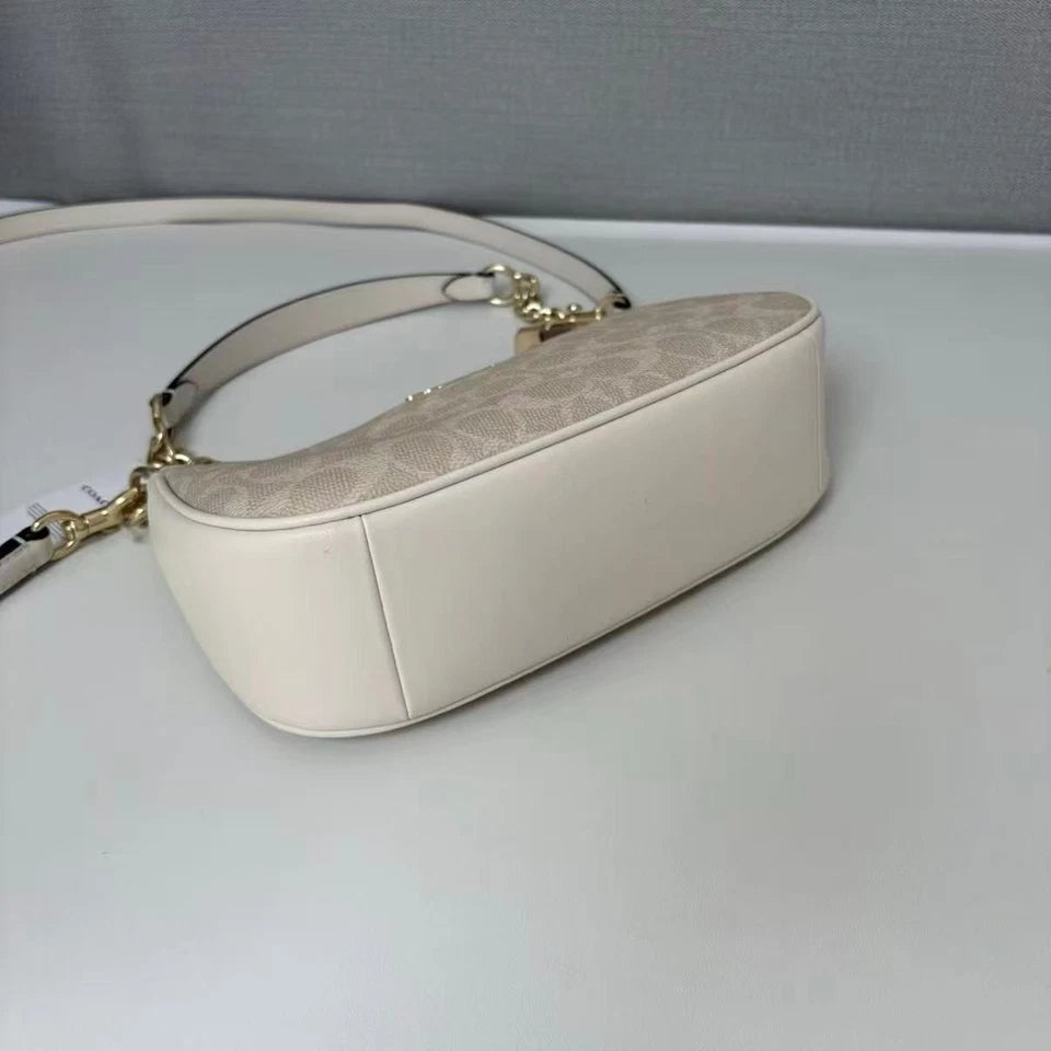 Coach Teri Shoulder Bag Signature Canvas Gold Sand Chalk CV933